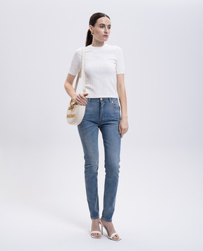 Balmain Blue skinny jeans with a distressed effect FF1MF066DF79