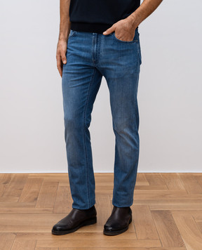 Stefano Ricci Blue jeans with metal monogram logo MST51B3010T0082