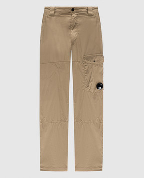 C.P. Company Beige pants with logo patch MPA093A006439G