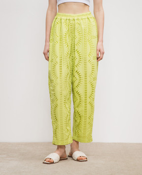 Charo Ruiz Green pants with broderie embroidery 243503