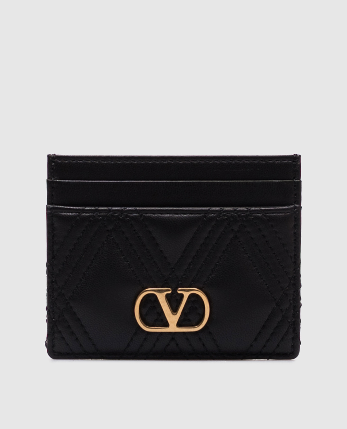 

Black leather cardholder QUILTIE Valentino