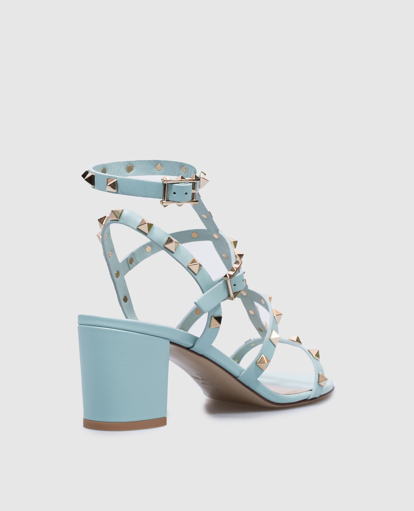 

Green leather Rockstud pyramid sandals Valentino, Light blue