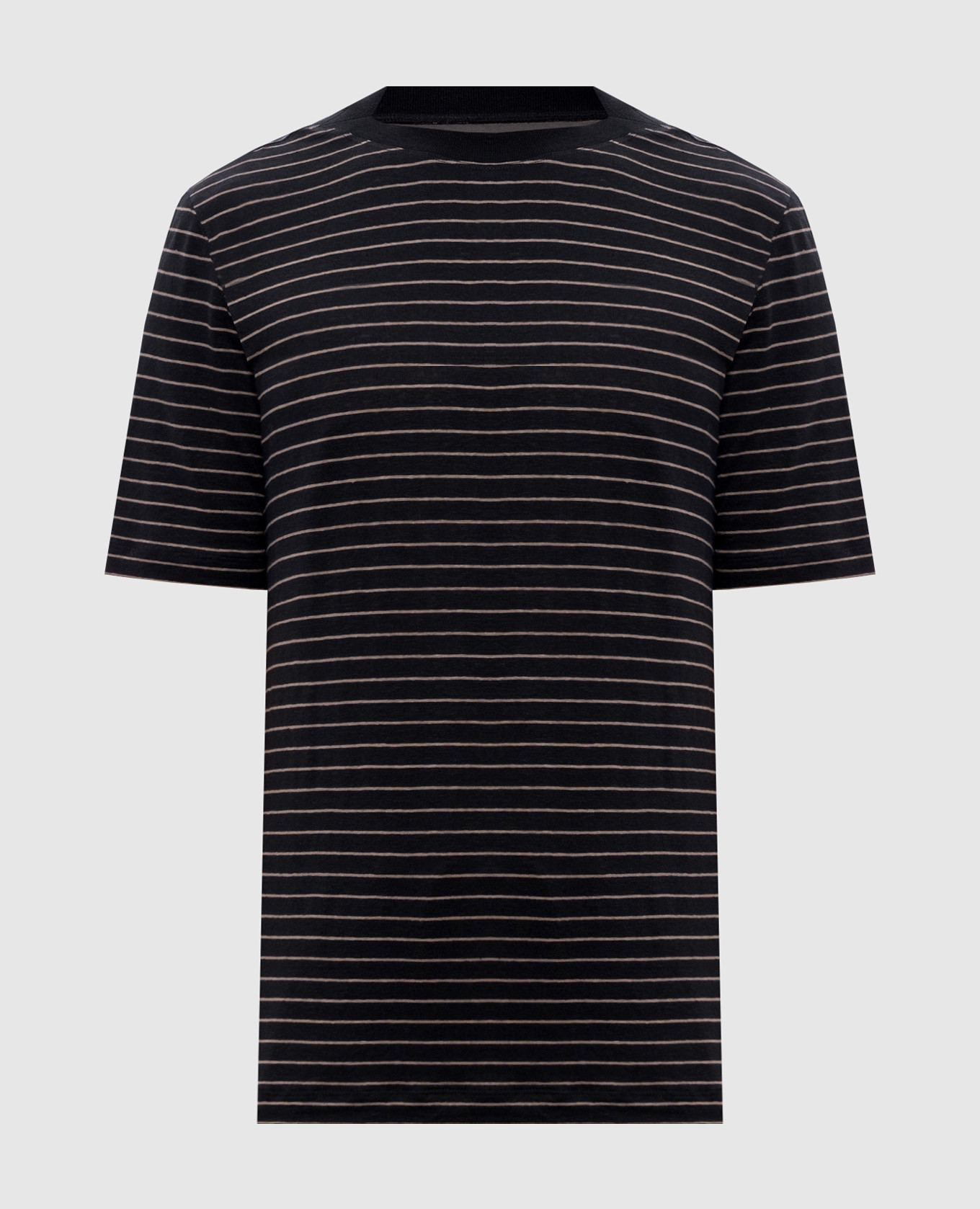 Black striped linen T-shirt Brunello Cucinelli