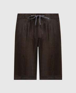 Cashmere&Whiskey Brown linen shorts 0255500195