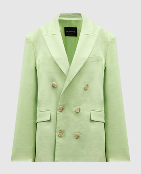 The Andamane Green double-breasted jacket with linen TM153007ATNL009