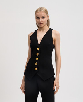 Balmain Black vest made of wool CF0SA285WB86