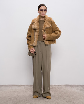 Babe Pay Pls Brown double-sided cropped sheepskin coat 2540TIGRADO