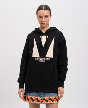 Valentino Black hoodie with logo print 6B3MF24I960