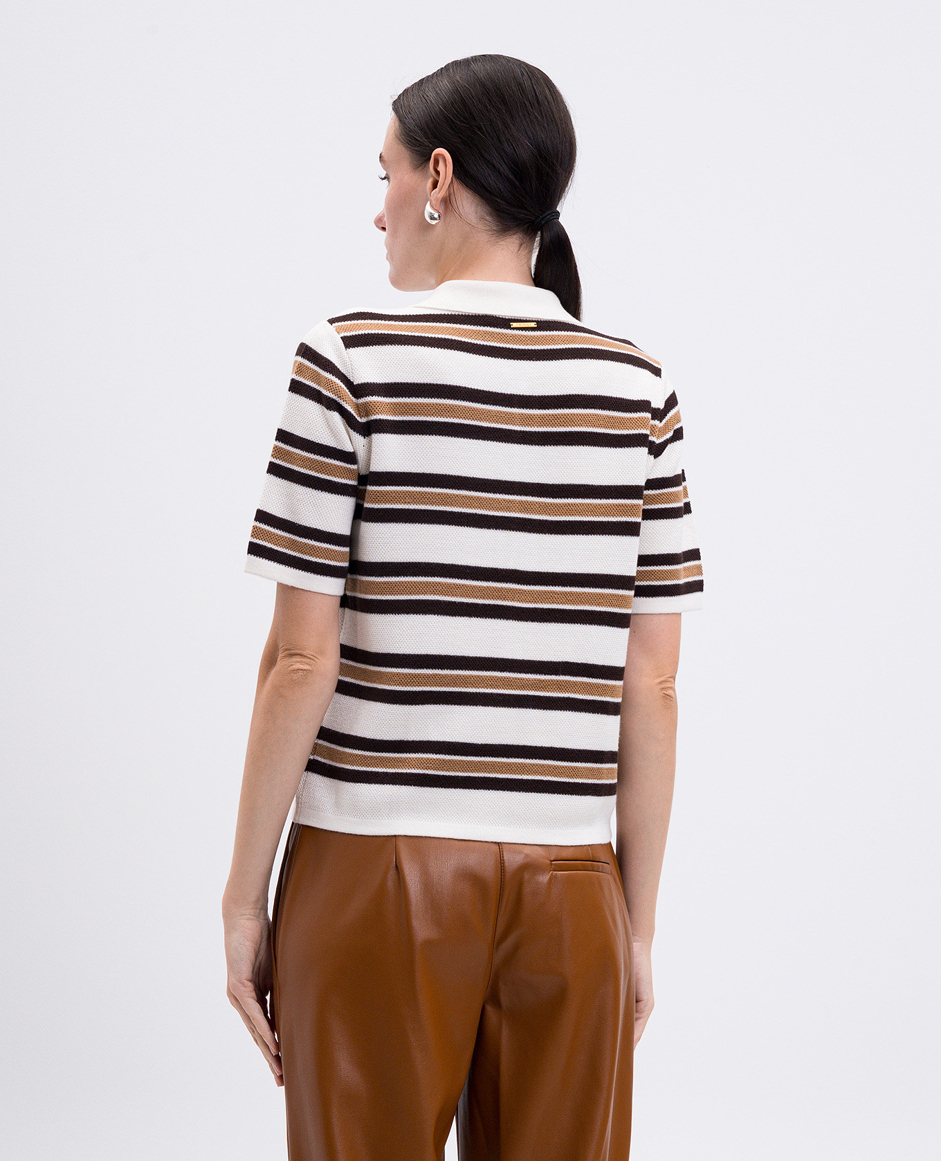 

Beige striped polo shirt Twinset