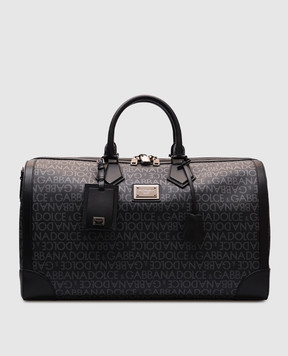 Dolce&Gabbana Borsa da viaggio grigia con stampa del logo BM2333AJ705