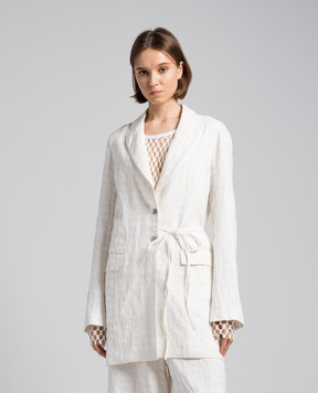 Masnada Beige checkered jacket with a slit 7600