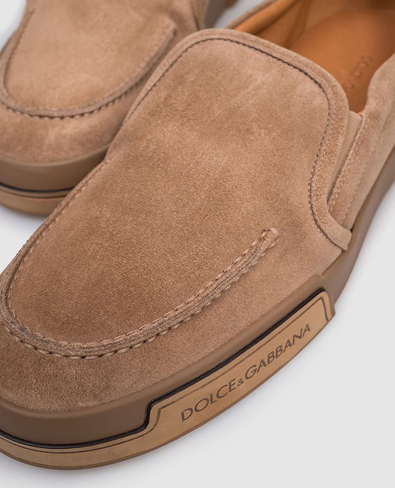 

Beige suede slip-ons with logo Dolce&Gabbana