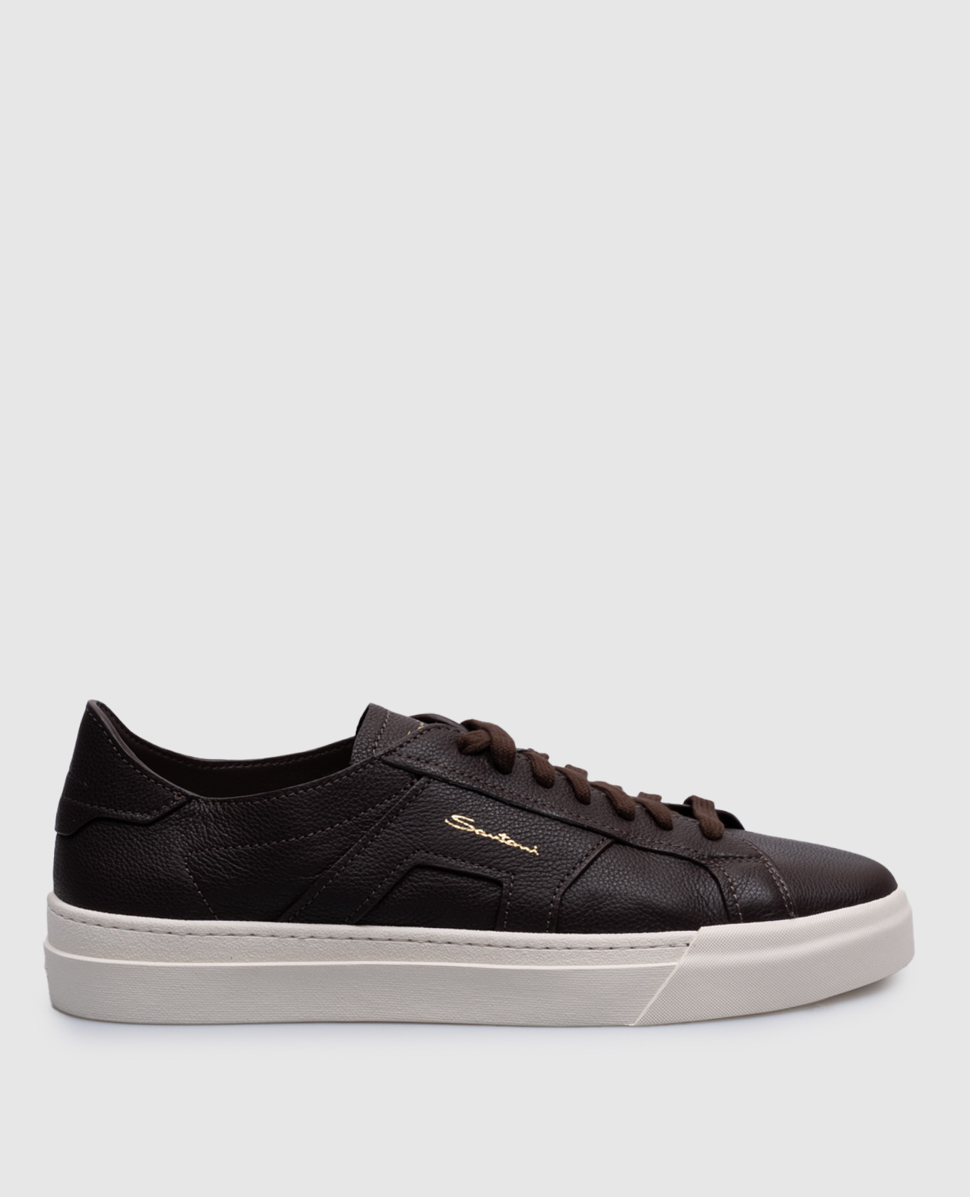 Brown leather sneakers with logo Santoni