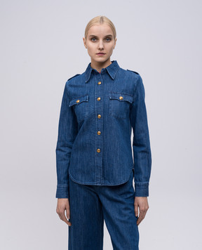 Valentino Blue denim shirt with linen 6B3DB02X94C