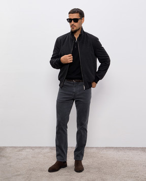 Enrico Mandelli Black wool polo shirt 2K046A5646