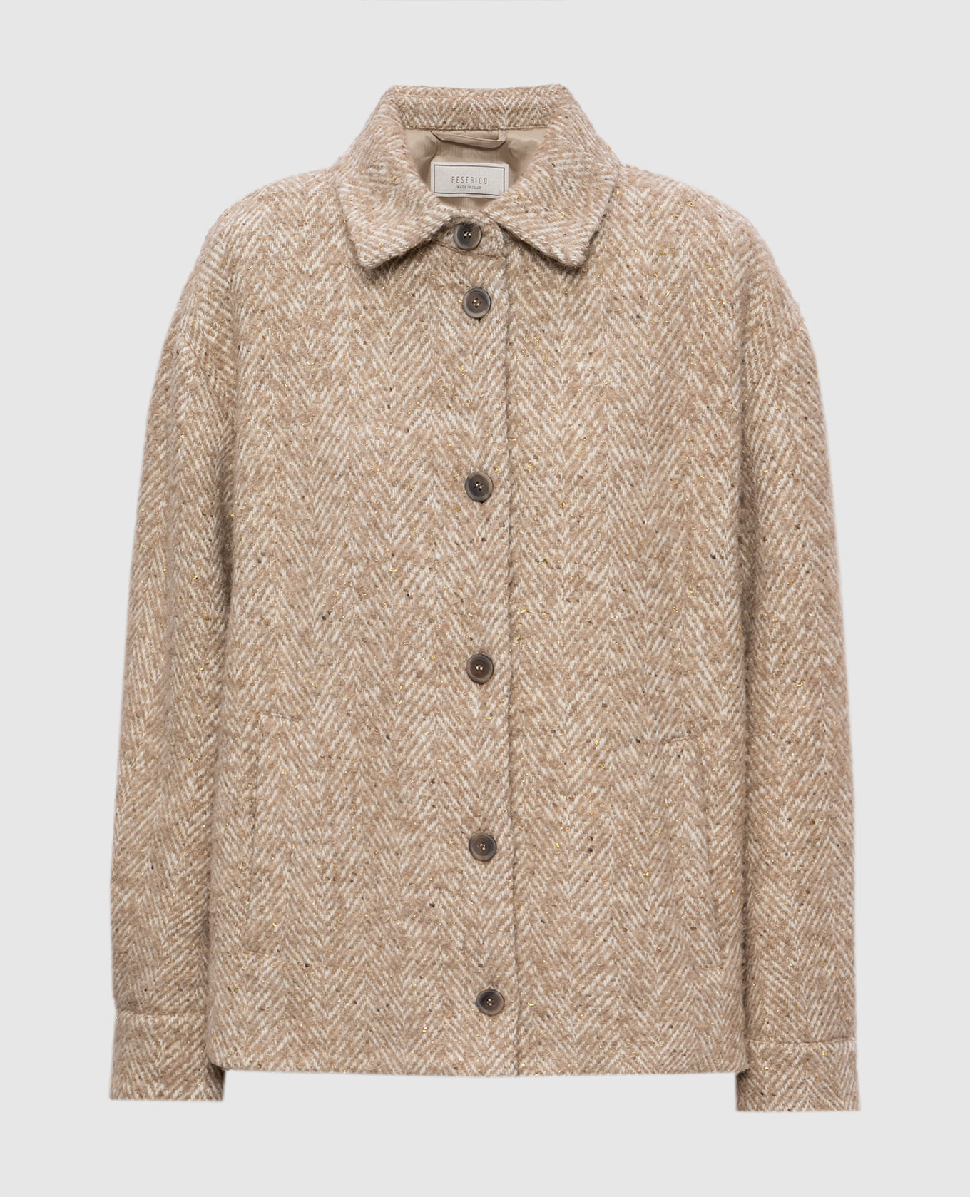 Beige wool coat with a pattern Peserico