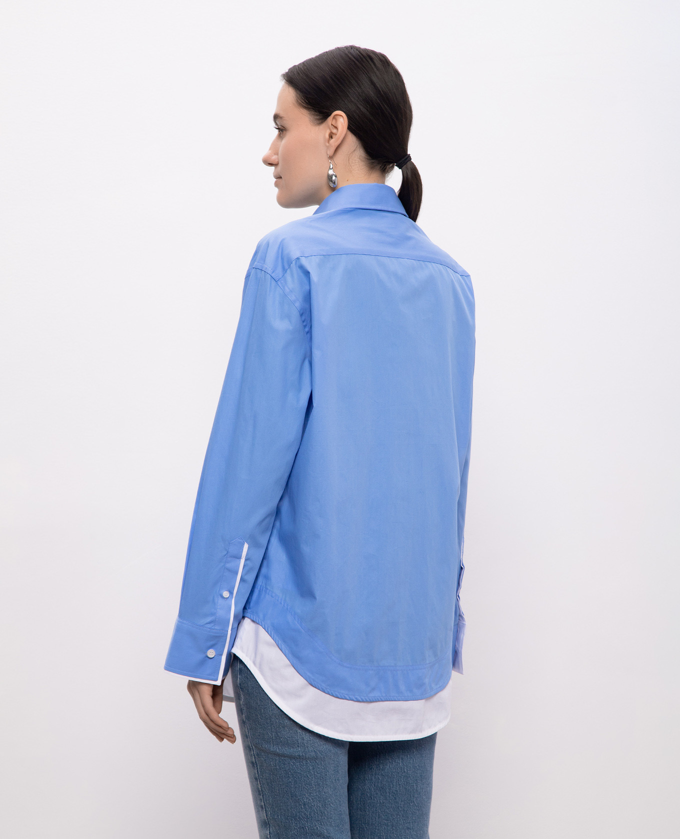 

Blue shirt with embroidered monogram logo Victoria Beckham, Light blue