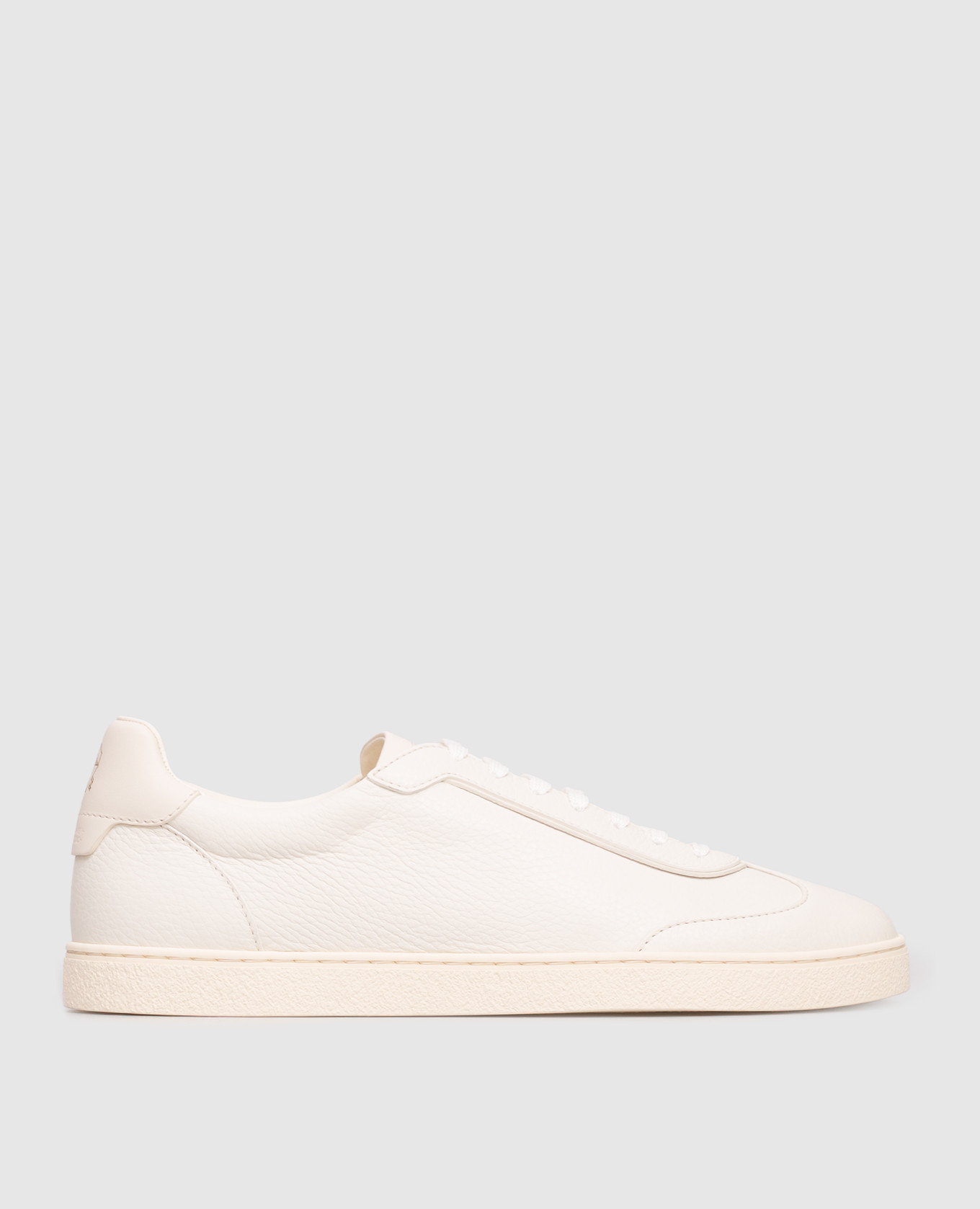 White leather sneakers with logo print Brunello Cucinelli