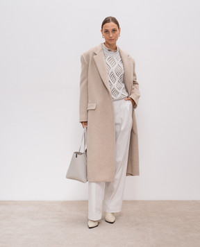 Brunello Cucinelli Beige wool and cashmere coat with monil chain MD5329861