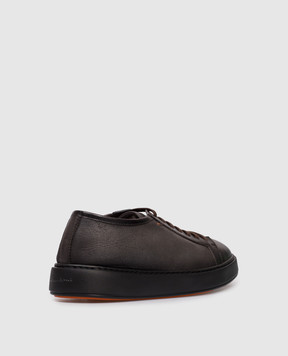 Santoni Gray leather sneakers on the farm MBCD21533NEAPECE
