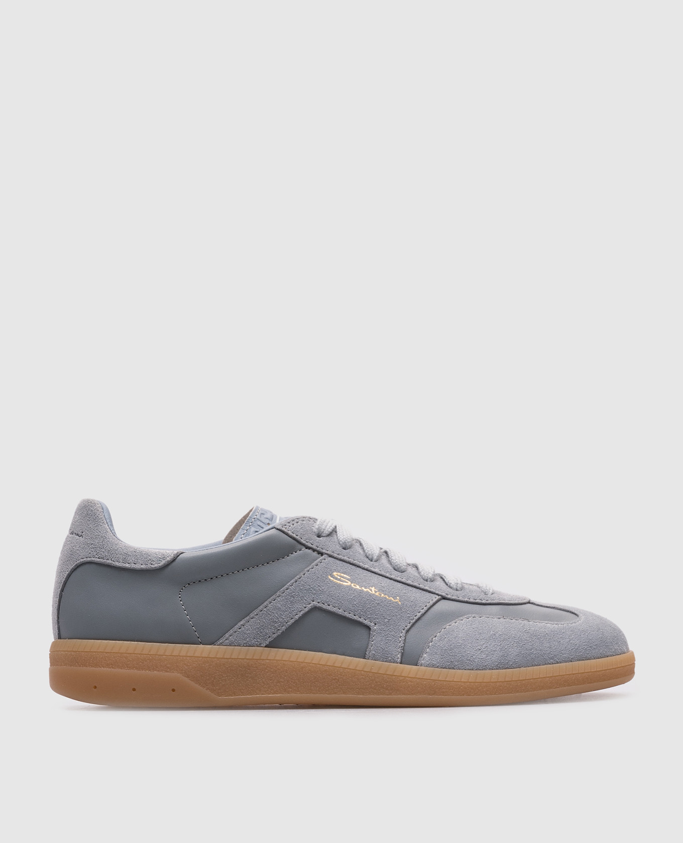 

Blue leather sneakers with logo Santoni, Light blue