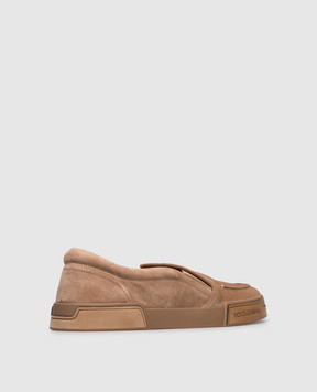Dolce&Gabbana Beige suede slip-ons with logo A50732AT441