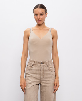Brunello Cucinelli Beige top with monil chain M0T18BA702