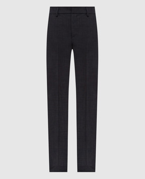 Brunello Cucinelli Gray wool pants with monil chain MPW07P8584