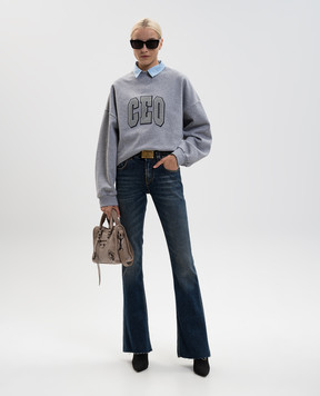 Balenciaga Blue flared jeans with logo patch 838692TSWC4