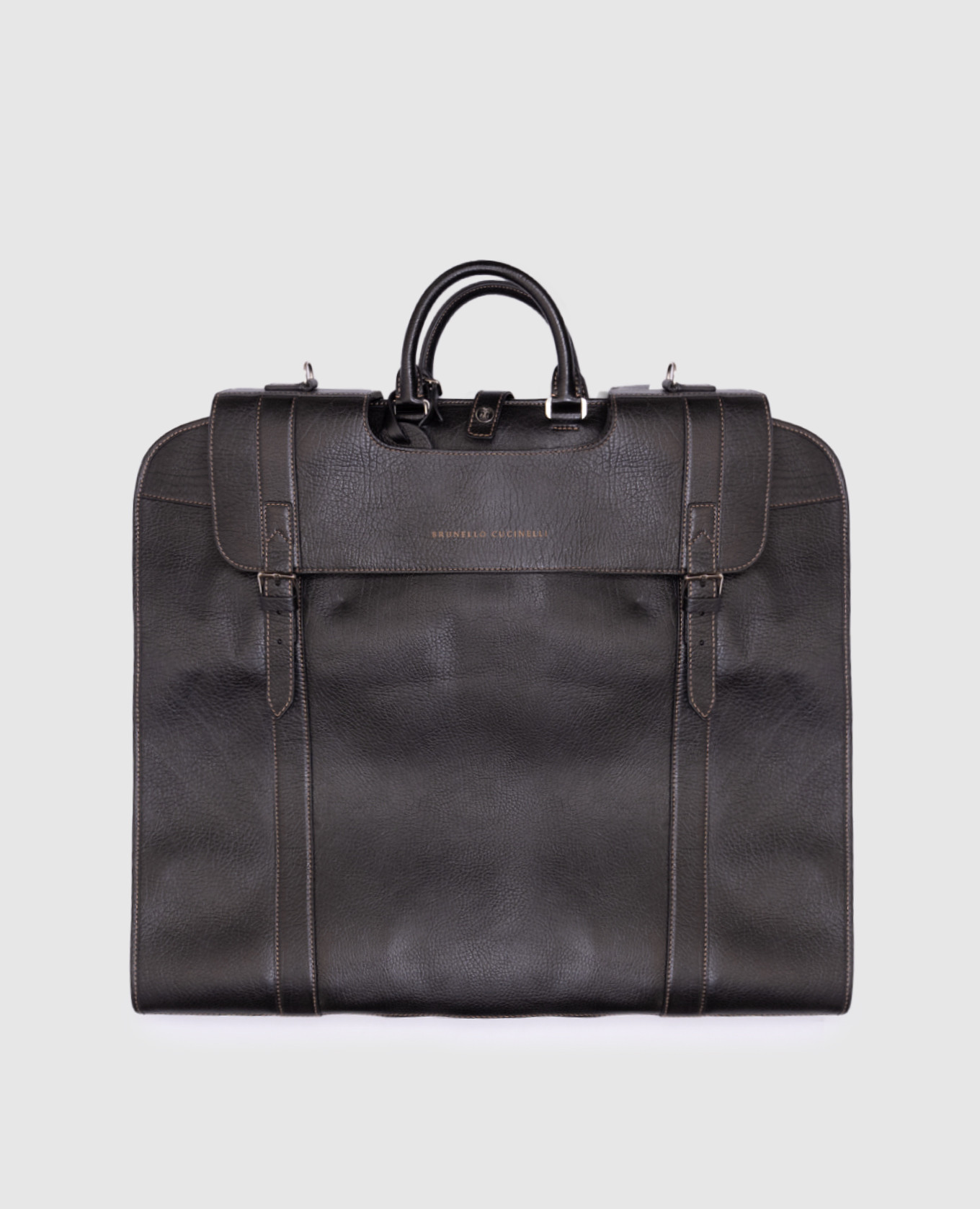 

Brown leather trunk for clothes with logo Brunello Cucinelli