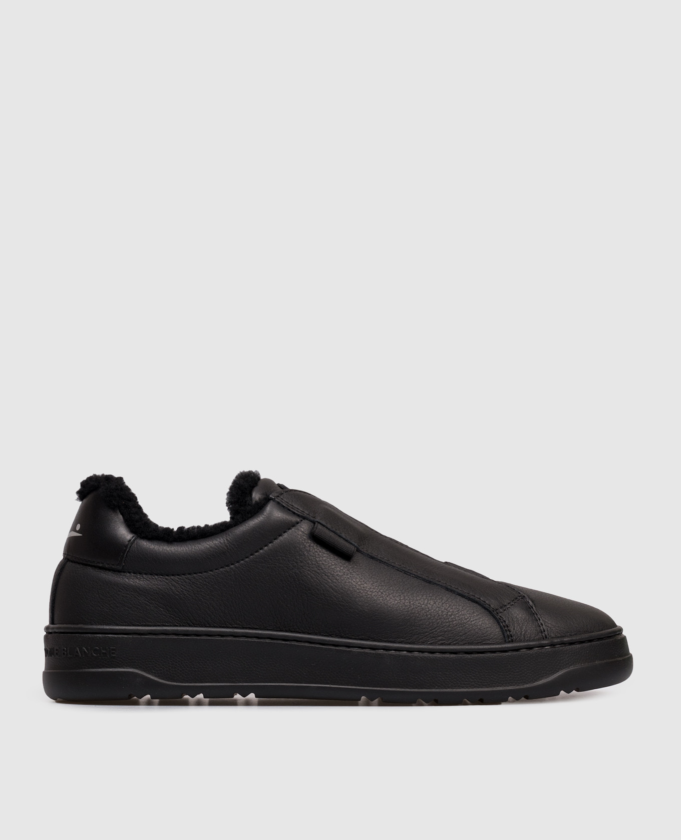 Black leather LAYTON sneakers with fur Voile Blanche