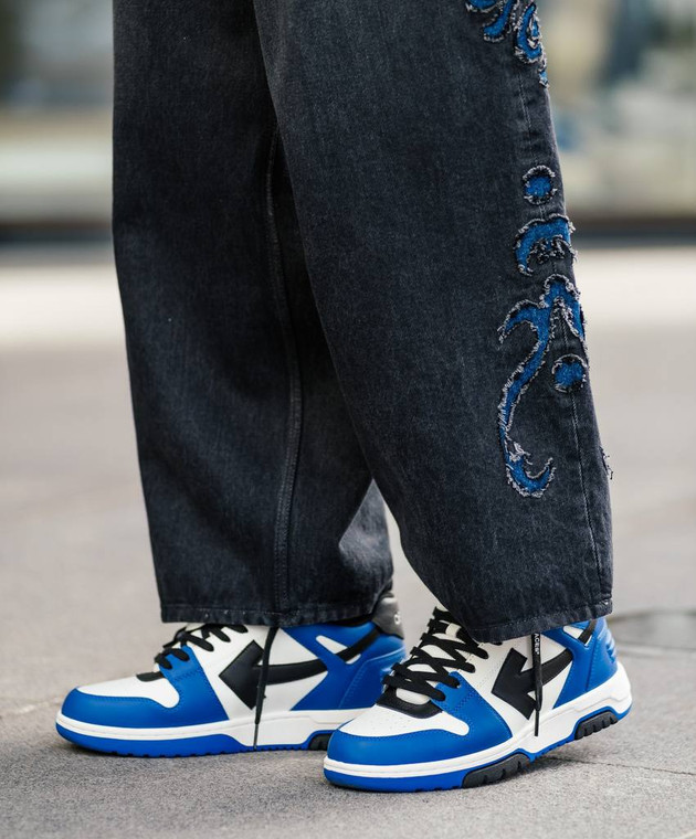 Off-White - OUT OF OFFICE blue leather sneakers OMIA189S24LEA006