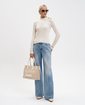 Balmain White ribbed cashmere and wool jumper FF0KD095KJ17