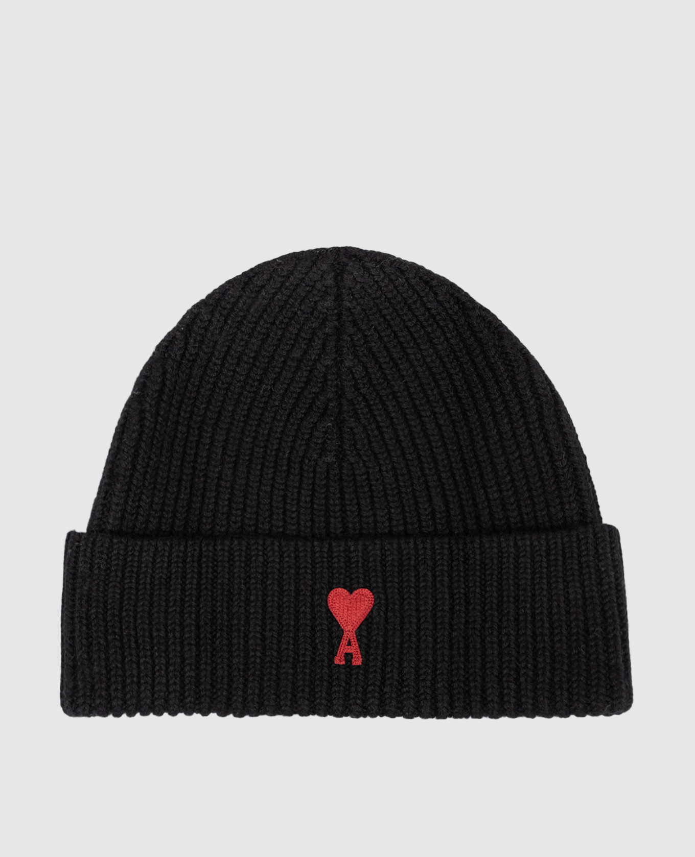

Black wool cap with Ami de Coeur embroidery Ami Paris, Черный