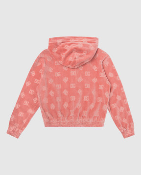 Dolce&Gabbana Kids pink velvet sports jacket in logo monogram pattern L5JWBVFJ7DL812+