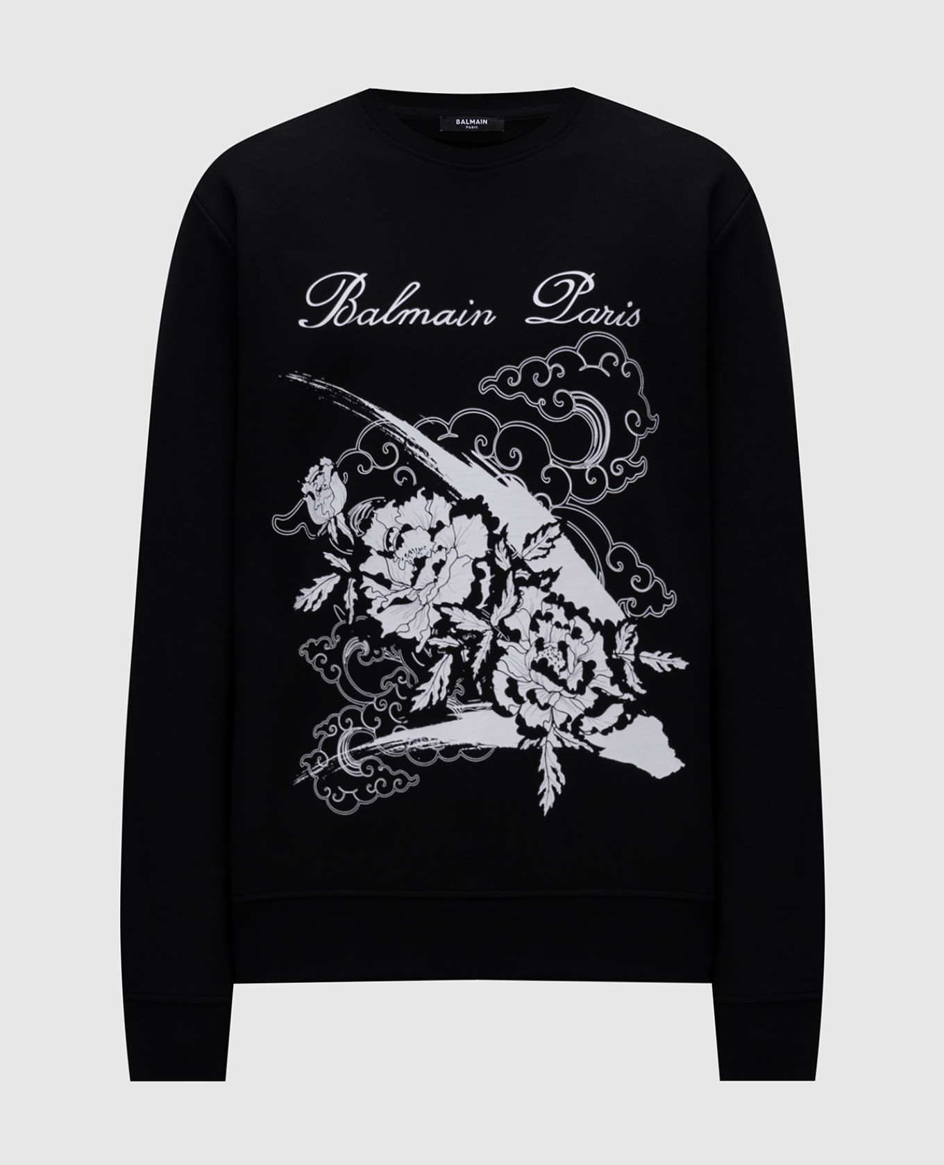 

Black sweatshirt with contrasting floral print Balmain