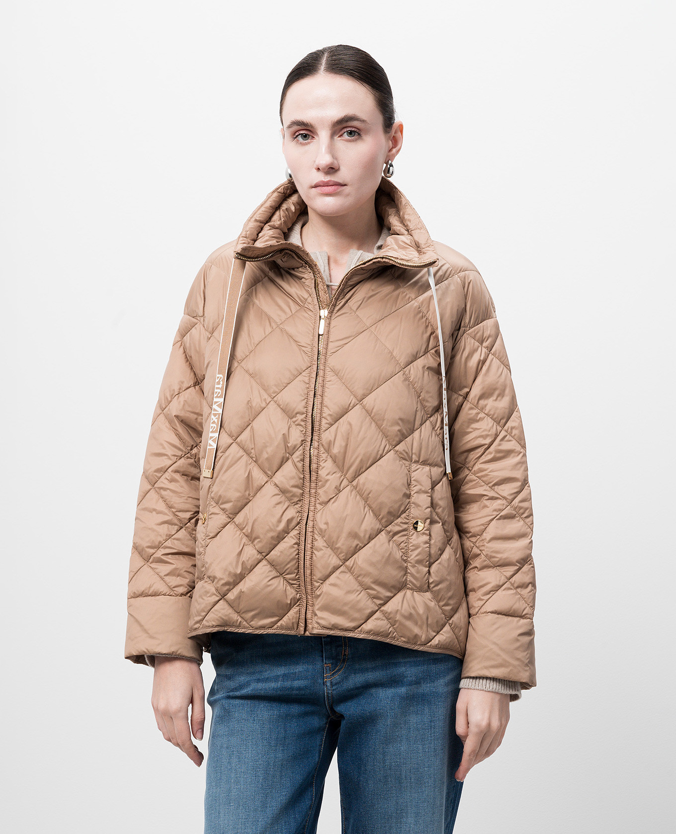 

PISOFT brown quilted down jacket with logo Max Mara