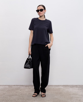 JOSEPH Blue Jersey Habotai T-shirt with silk JF009050