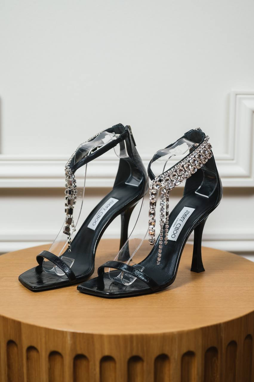 

Verity 100 patent leather sandals in black Jimmy Choo