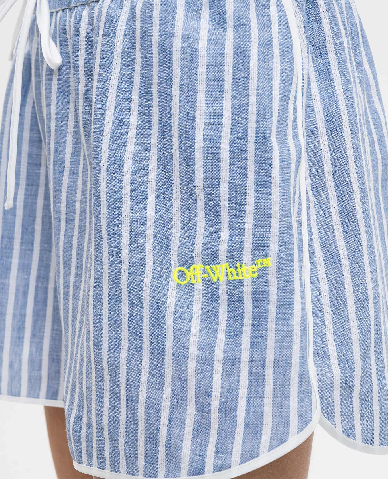 

Blue linen shorts with striped logo Off-White, Light blue