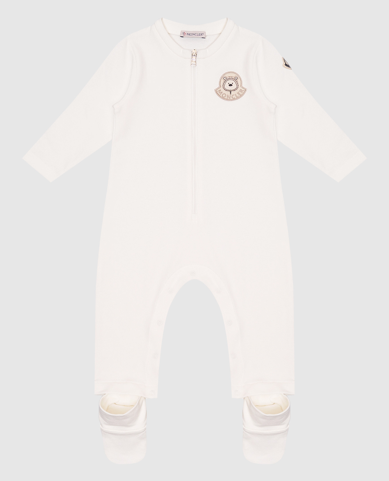 

Children's white jumpsuit with logo patch Moncler ENFANT