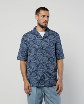 Brunello Cucinelli Blue shirt in paisley print MM6640615P