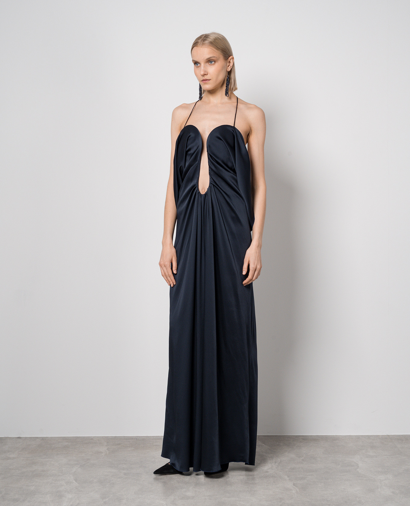 Blue maxi dress with curved necklines Victoria Beckham 3