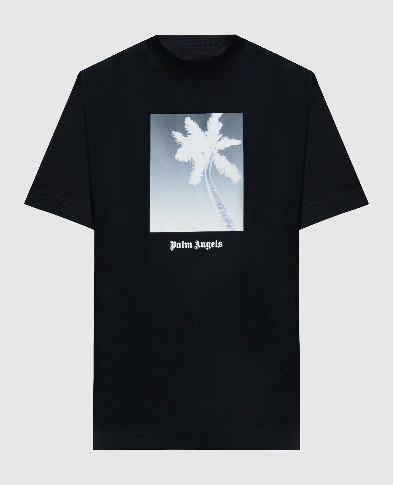 Black t-shirt with solarized palm print palm angels