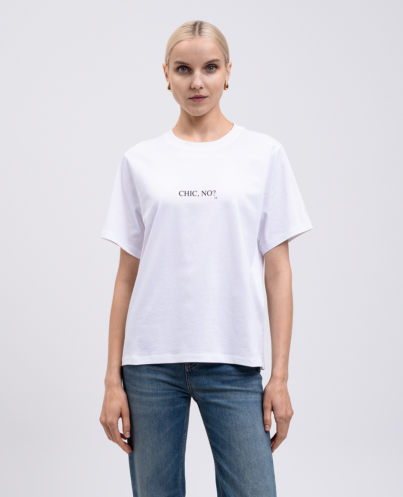 

White T-shirt with Chic print, No Victoria Beckham