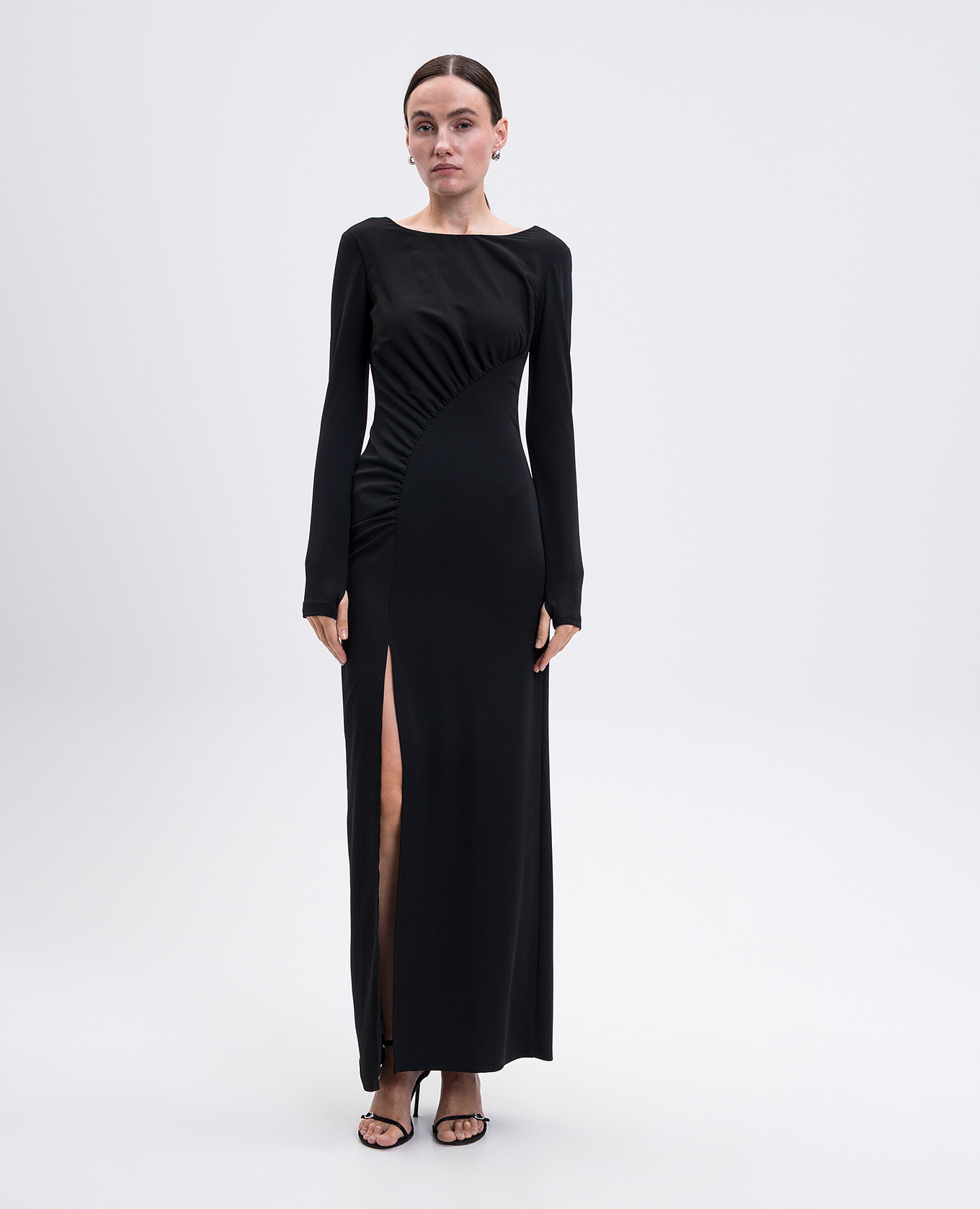 

Black maxi dress with drape Twinset