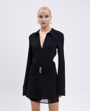 The Attico Black mini dress with drapery 251WCA00449ACC001AA