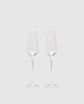 Stefano Ricci Set of crystal champagne flutes with a pattern OCR103105PSPIR022pz