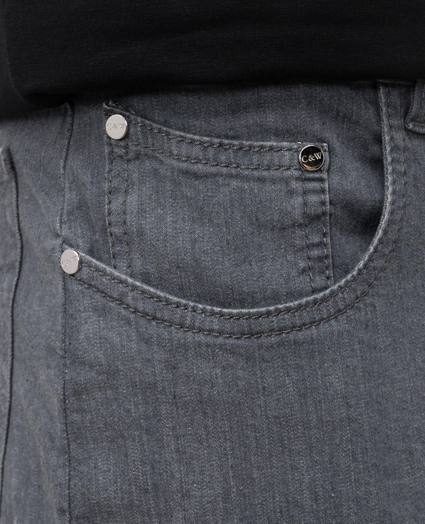 MONOPOLI gray jeans with logo patch Cashmere&Whiskey 5