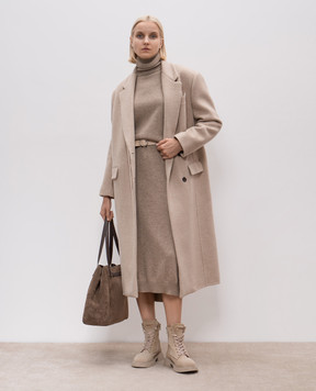Brunello Cucinelli Beige cashmere dress with monil chain M12723A93